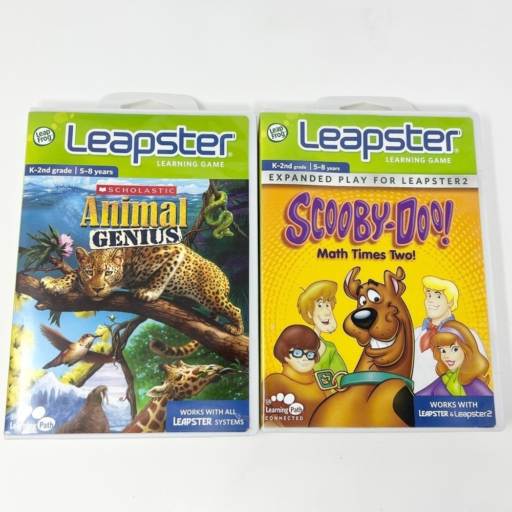 LeapFrog Leapster Games Animal Genius & Scooby-Doo‎ Math Times Two Lot 2007 2009
